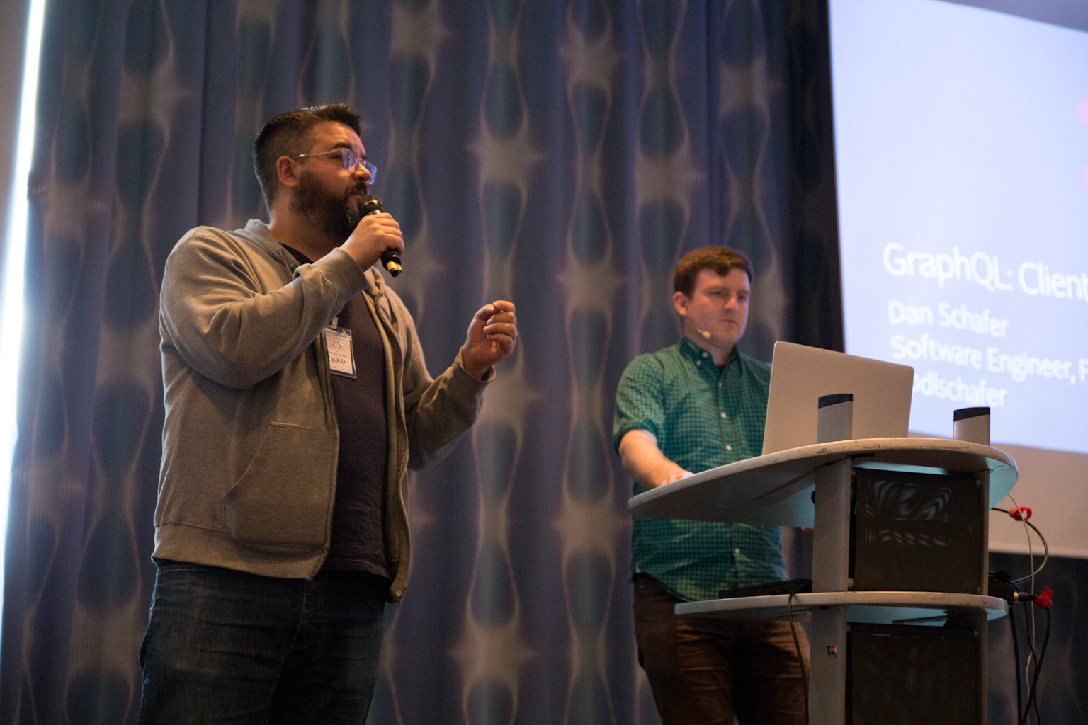 Chad Fowler, our moderator, introducing Dan Schafer, co-creator of GraphQL