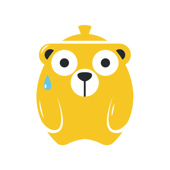 Bearpot with a concerned look on his face.